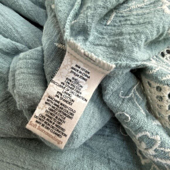 Soft Surroundings Womens Floral Embroidered Pissarro Shift Dress Medium Green - Picture 4 of 7